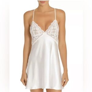 in Bloom by Jonquil White Satin Lace Bridal Chemise Slip Nightgown Large Women’s